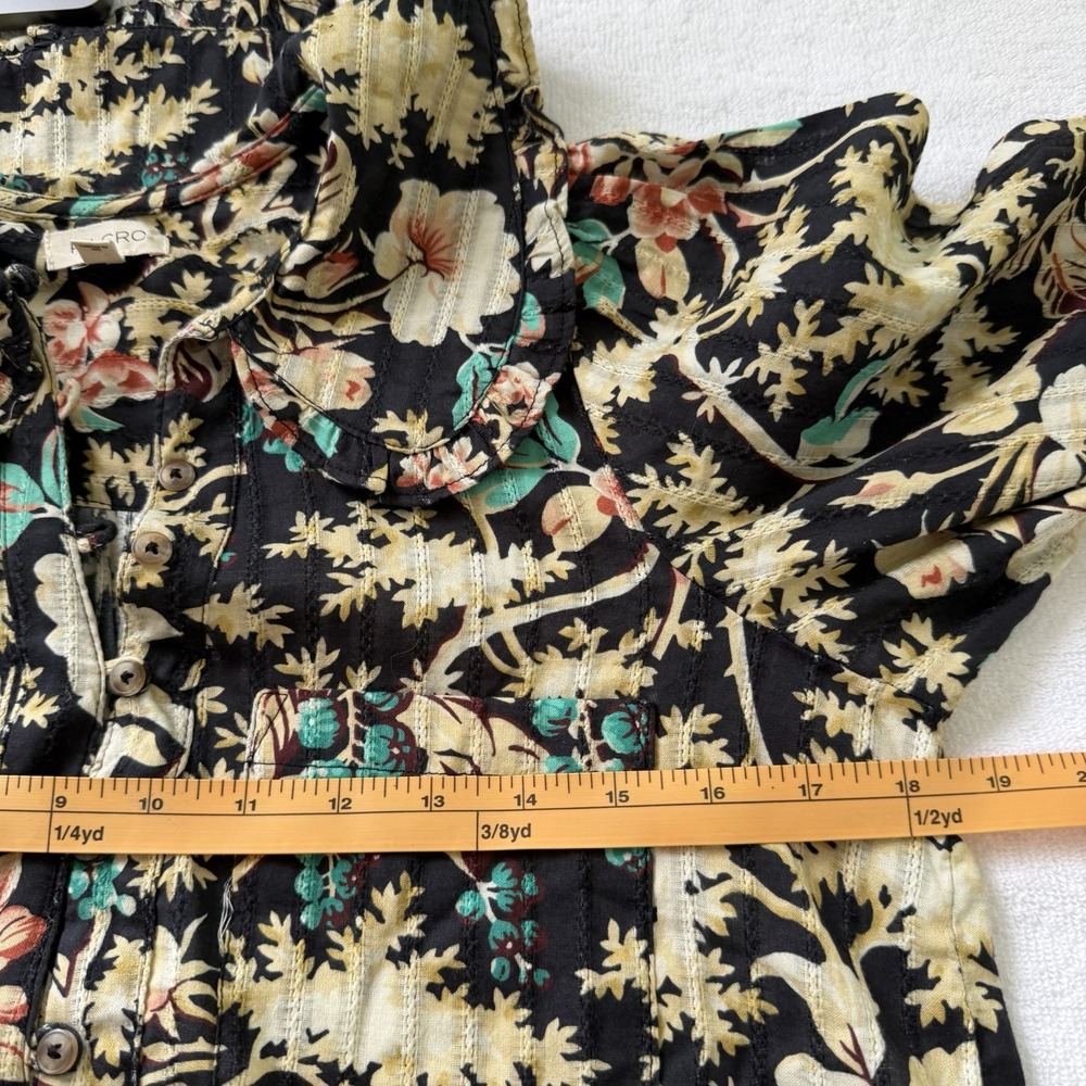 Anthropologie Pilcro Floral Top Blouse Small Twee Peter Pan Collar Button Down - Picture 7 of 11